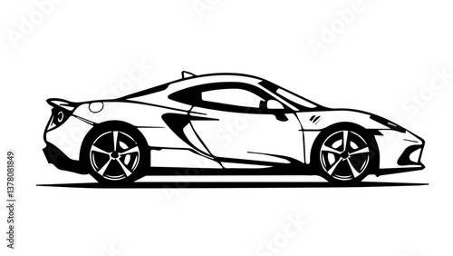 Black sports car vector illustration isolated on white background