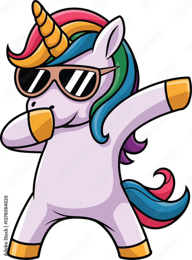 Fototapeta premium Cute Dabbing Unicorn vector