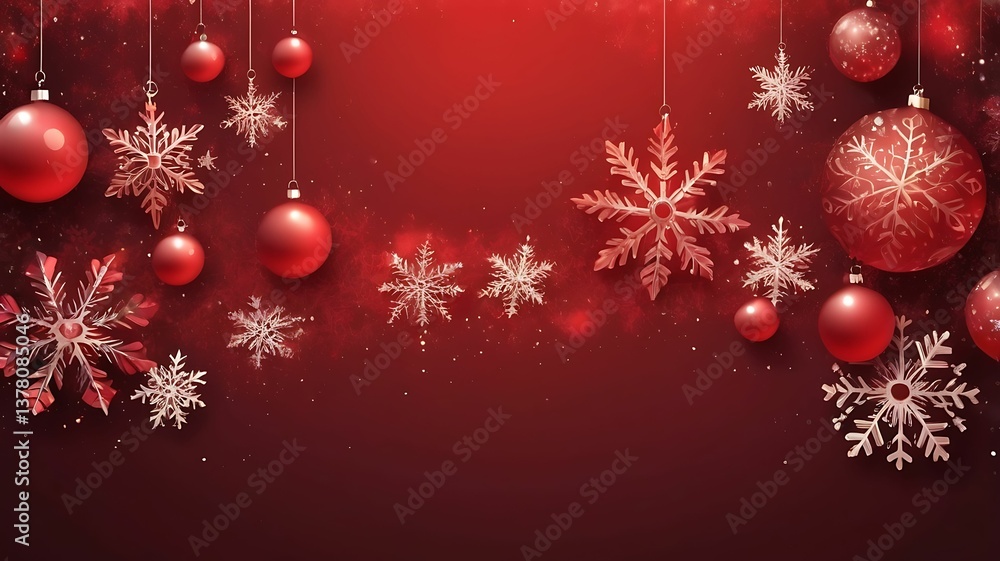 Abstract Modern Red Christmas Background | Festive Red Holiday Lights & Snowflakes Abstract Modern Red Christmas Background | Festive Red Holiday Lights & Snowflakes