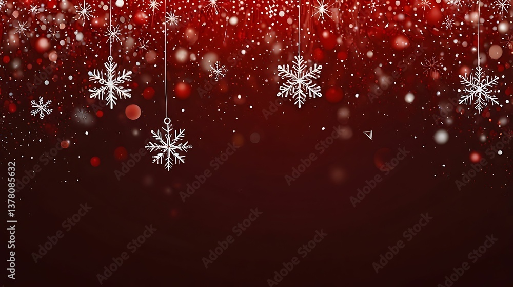 Abstract Modern Red Christmas Background | Festive Red Holiday Lights & Snowflakes Abstract Modern Red Christmas Background | Festive Red Holiday Lights & Snowflakes