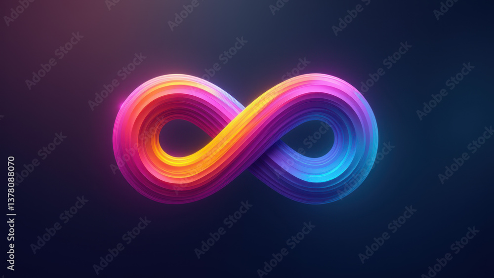 A vibrant graphic representation of infinity symbol in a colorful, tech-like design. A vibrant graphic representation of infinity symbol in a colorful, tech-like design.