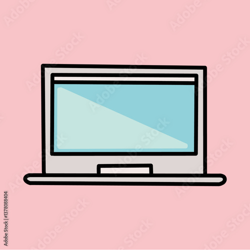 Pastel Open Computer Laptop Vector Illustration
