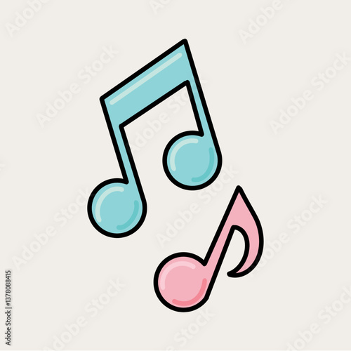 Pastel Music Notes Vector Illustration