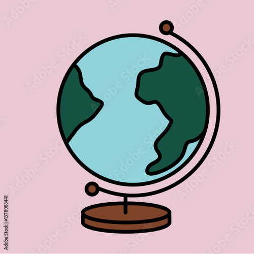 Pastel Globe Minimalist Vector Illustration