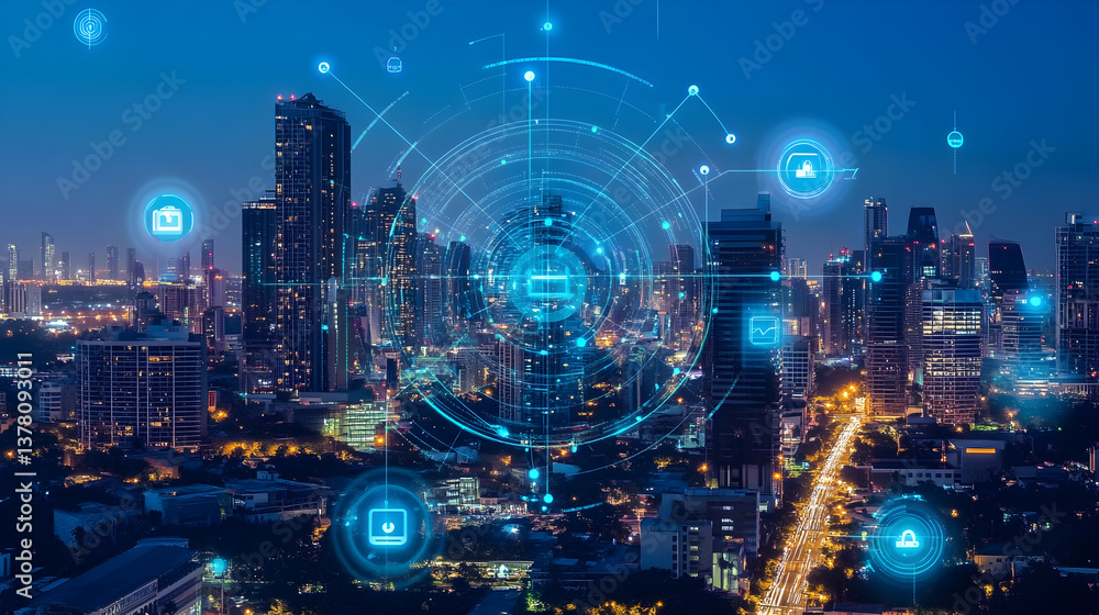 Fototapeta premium Smart City Digital Network Technology Innovation Future