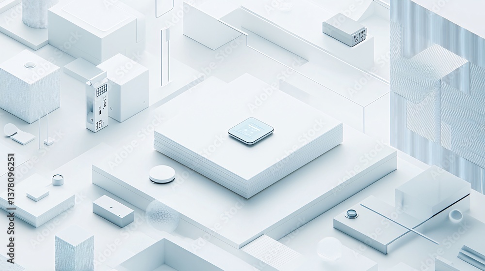 In a visually captivating portrayal of advanced home automation, a remote control device takes center stage in the futuristic interior of an AI augmented reality smart home. The minimal color scheme In a visually captivating portrayal of advanced home automation, a remote control device takes center stage in the futuristic interior of an AI augmented reality smart home. The minimal color scheme