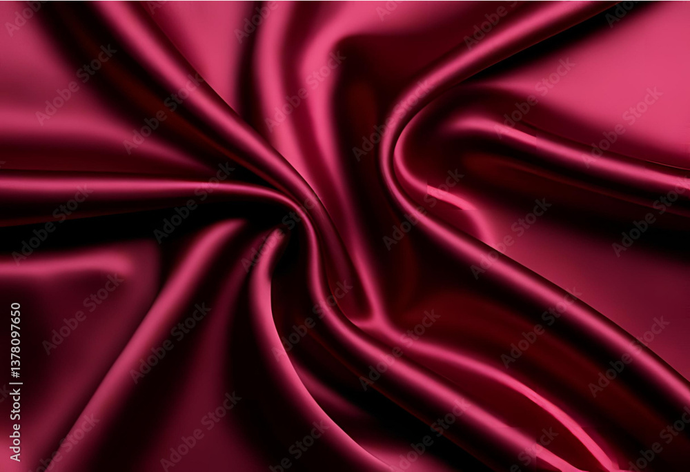 Obraz premium Luxurious Silk: A close-up of a richly colored silk fabric, its folds and curves capturing the play of light and shadow to create a sense of opulence and texture.