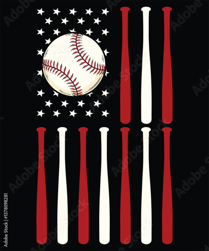 Us Flag baseball t-shirt design. 