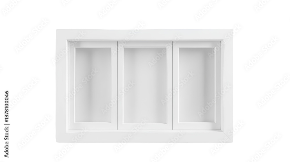Photo of white window with three panes isolated on transparent background.png Photo of white window with three panes isolated on transparent background.png