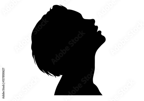 Vector Silhouette of Person Taking Deep Breath for Relaxation and Stress Relief