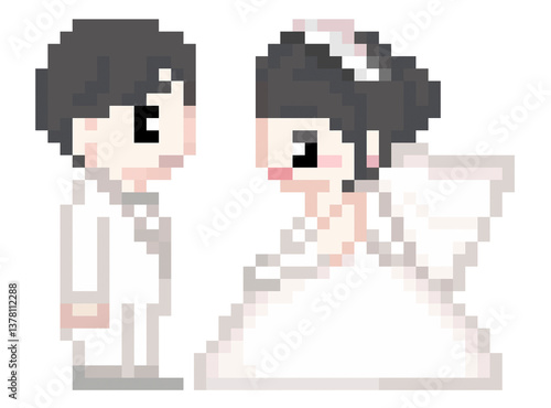 ウェディングイメージ, ドット絵, 新郎新婦