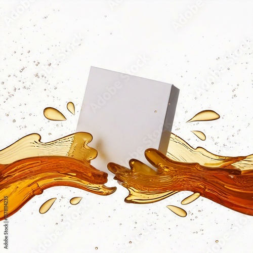 empty white box with water splash isolated wirth white clear background