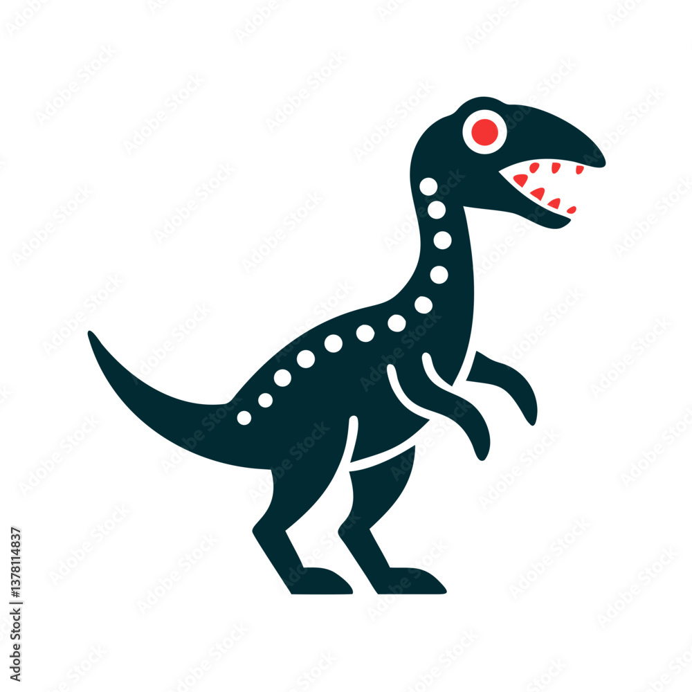 Obraz premium Cartoon dinosaur in side view flat illustration
