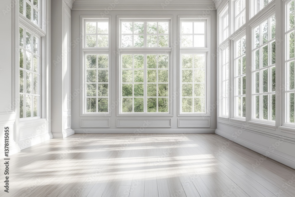 Spacious, sun-drenched room with large windows Spacious, sun-drenched room with large windows