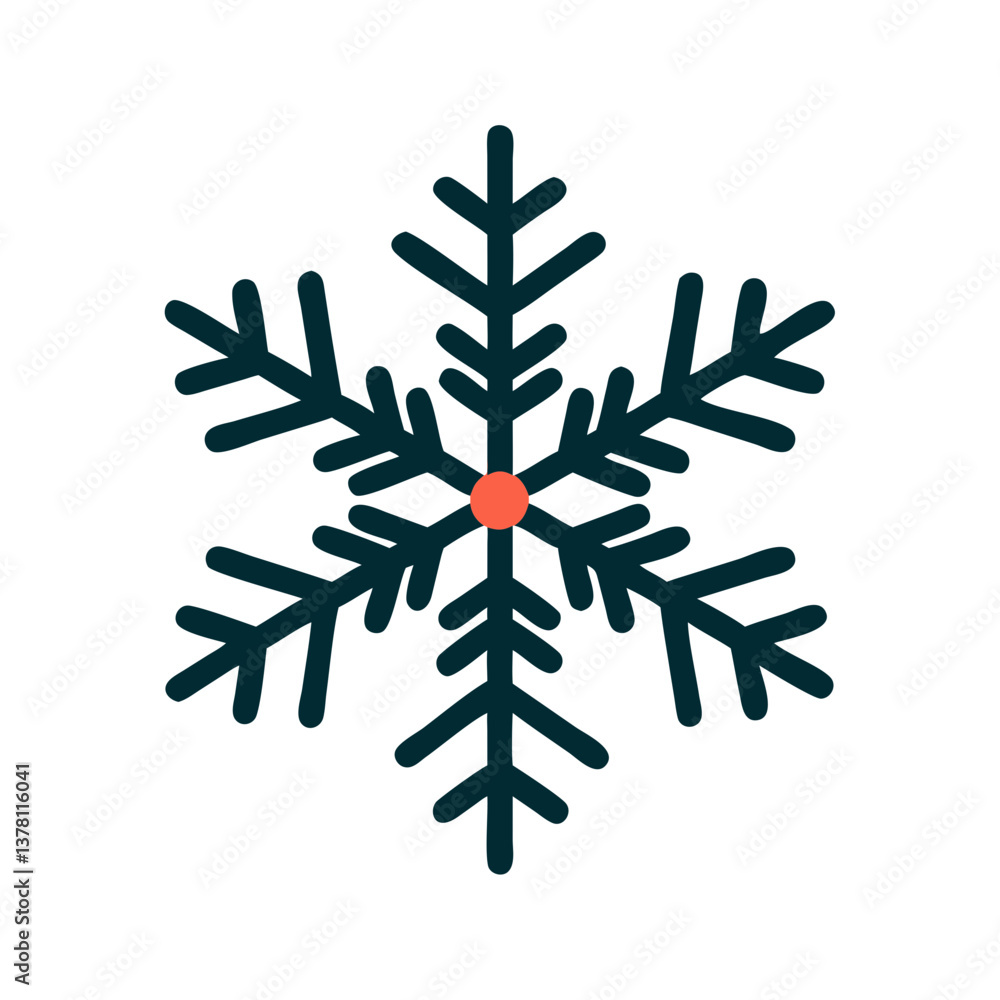 Snowflake icon with radial symmetry in flat winter style Snowflake icon with radial symmetry in flat winter style