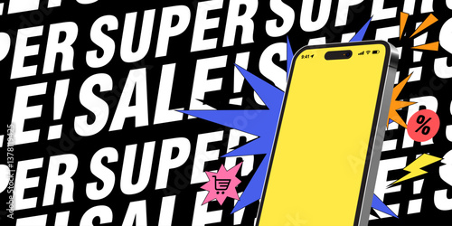 Super Sale Shopping Promotion on Mobile App with Discount and Special Offers