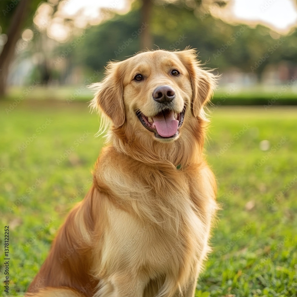 Pet day celebration with a smiling dog in a park environment Pet day celebration with a smiling dog in a park environment