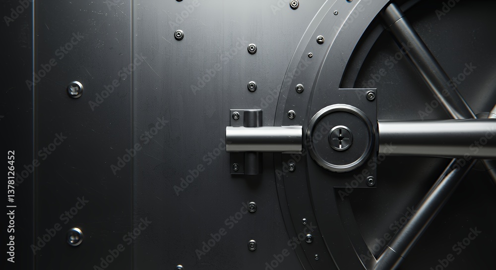 Opening Vault Door Close Up with Handle and Safety Bolts Opening Vault Door Close Up with Handle and Safety Bolts