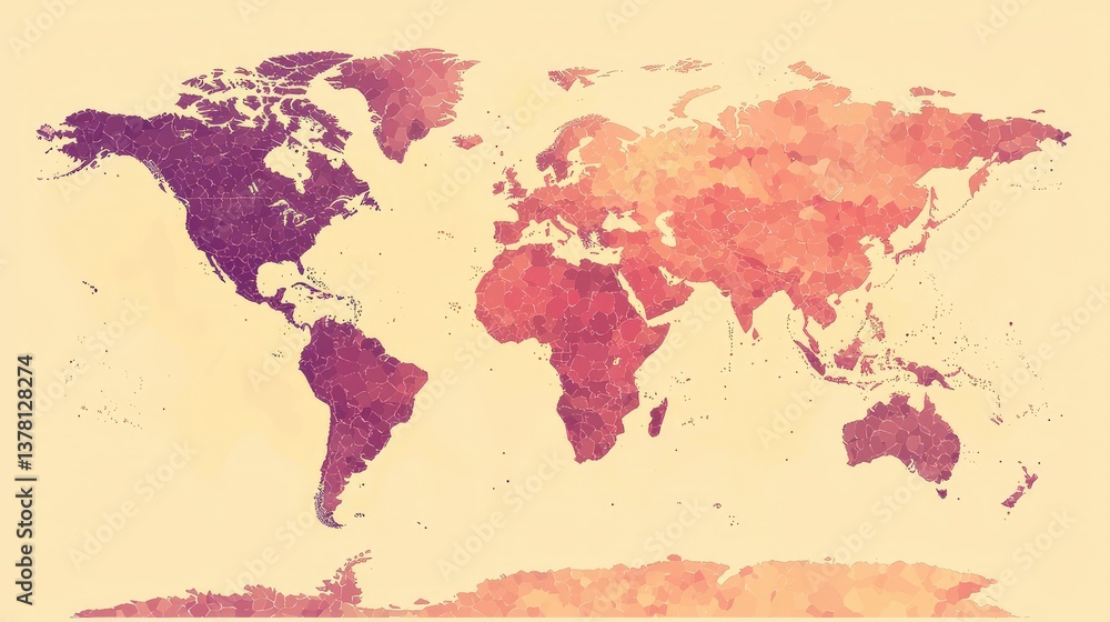 Fototapeta premium A heatmap-style world map showing population density.