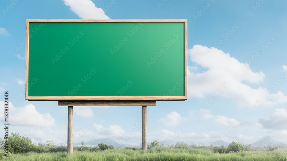 A large green billboard against a sky background, featuring a 3D design for a modern and eye-catching advertisement display.
A large green billboard against a sky background, featuring a 3D design for a modern and eye-catching advertisement display.