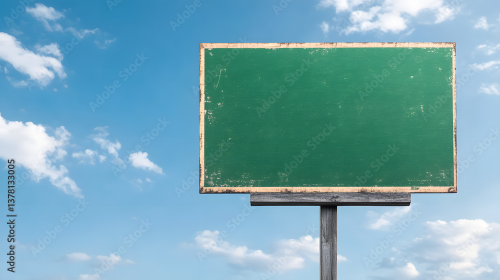 A large green billboard against a sky background, featuring a 3D design for a modern and eye-catching advertisement display.
A large green billboard against a sky background, featuring a 3D design for a modern and eye-catching advertisement display.