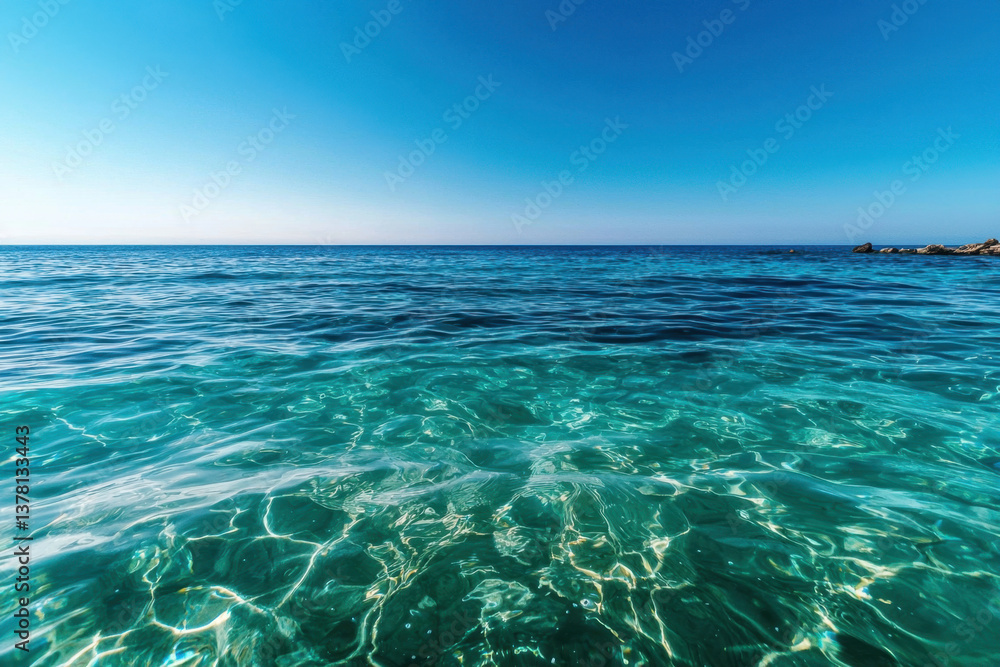 Obraz premium Vibrant ocean waves coastal region landscape photography clear water aerial view minimalist bright gradient from turquoise to deep blue