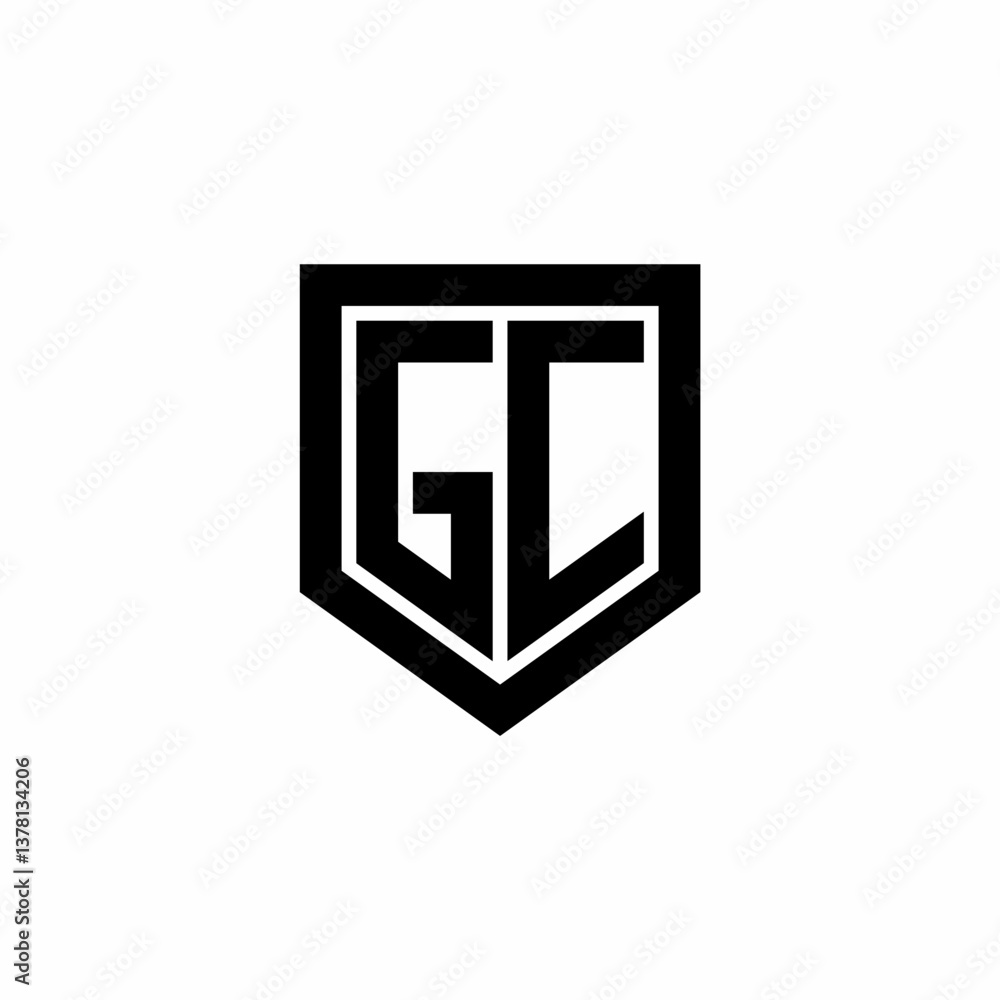 Initial monogram logo design GC isolated frame shield vector Initial monogram logo design GC isolated frame shield vector