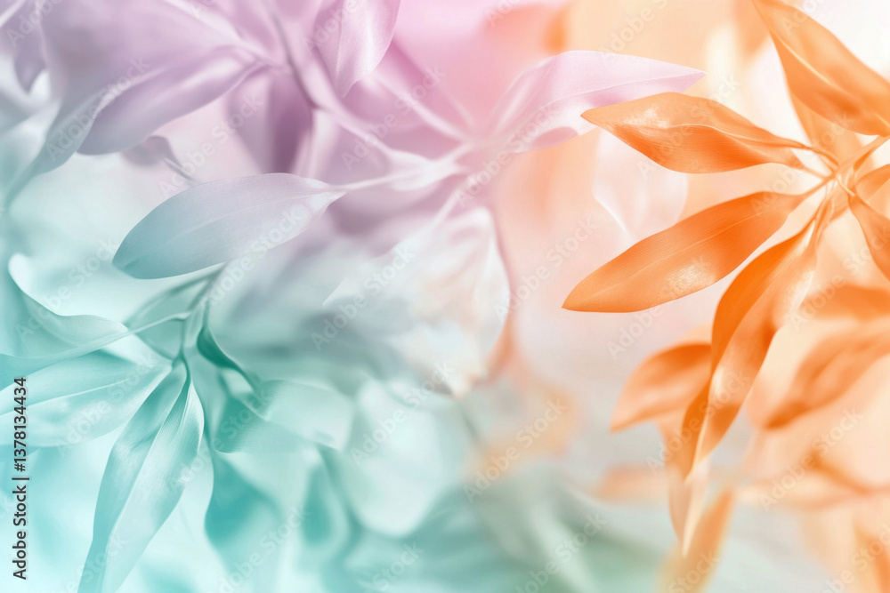 Fototapeta premium Soft pastel gradients of lush leaves in nature's embrace abstract floral artwork bright and minimalistic design vibrant shades of colorful serenity