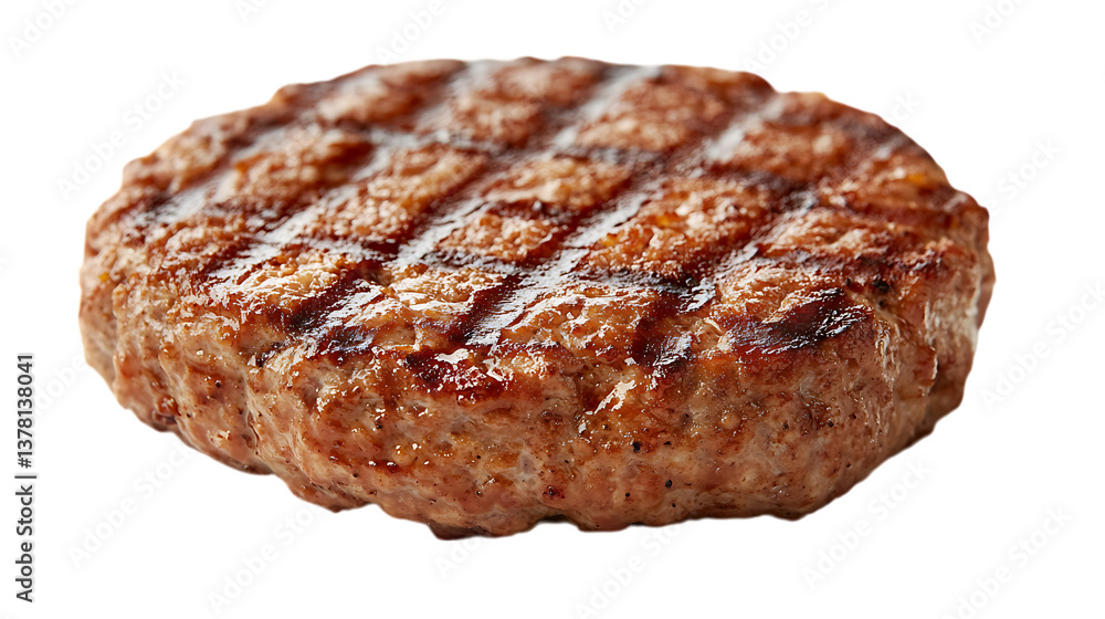 Grilled beef burger patties on white or transparent background. Grilled beef burger patties on white or transparent background.