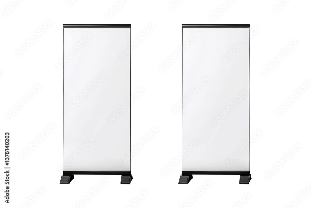 A Realistic Illustration of A Roll up banner stand isolated on white background A Realistic Illustration of A Roll up banner stand isolated on white background