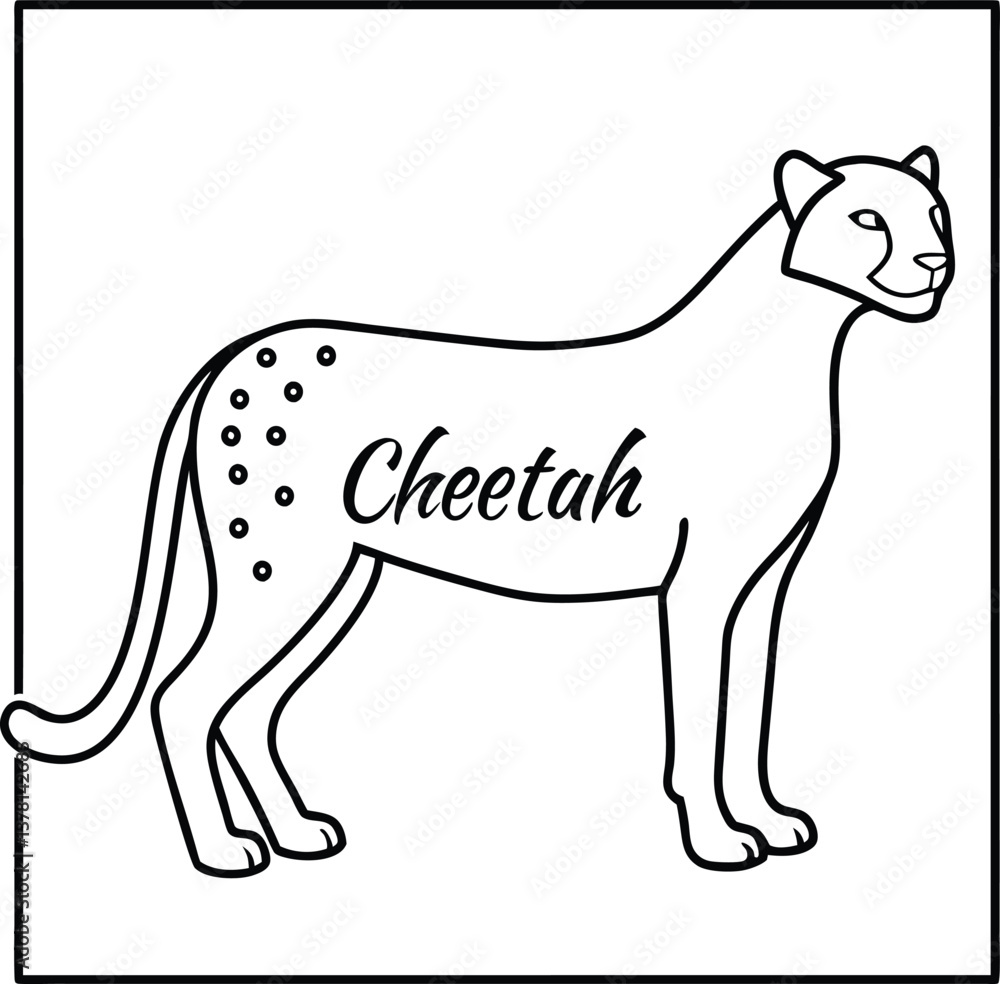 Fototapeta premium Outline Cheetah with Spots on Transparent Background