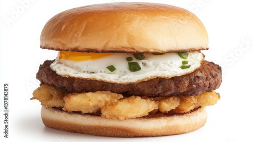 Delicious Breakfast Sandwich with Egg and Savory Meat Patty