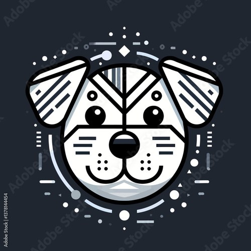 Logotipo moderno de perro en estilo lineal, concepto de símbolo de cachorro, ilustración dibujada a mano, ícono minimalista en formato vectorial EPS10 para diseño y branding.