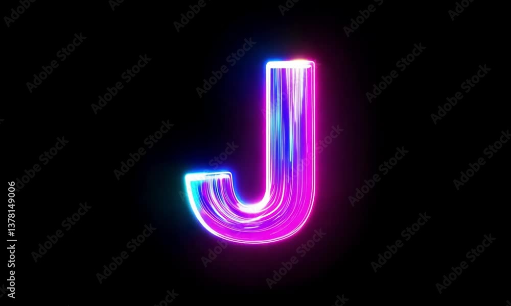 glowing ''J'' neon sign. glowing ''J'' neon sign.
