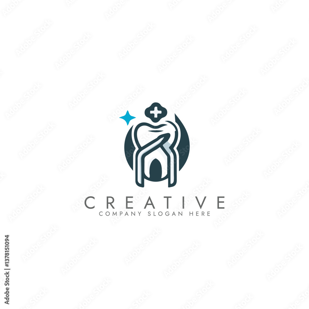 Obraz premium Creative Dental Clinic Logo Design, Dental Healthcare icon,Dental logo with tooth check mark vector template design