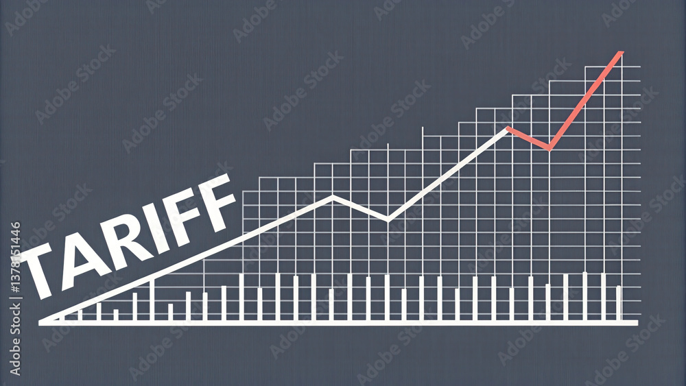 Obraz premium Graph showing rising tariff line, indicating economic trends and fluctuations in trade policies, reflecting market dynamics