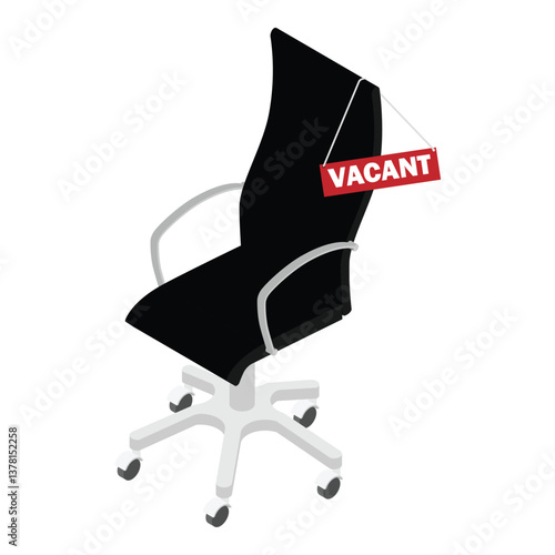 Job advertising concept. Chair with sign vacant. We are hiring banner