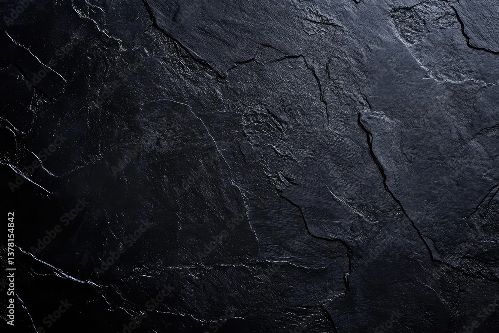 Naklejka premium Elegant black background with dark material texture, noise, and grain effect. AI generated illustration.