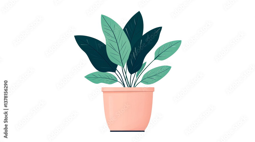 Decorative plant in pot with large green leaves, cut out transparent Decorative plant in pot with large green leaves, cut out transparent