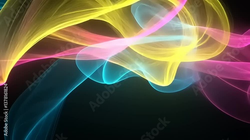 Wallpaper Mural Colorful abstract waves of light intertwining in a dark background, creating a vibrant visual effect Torontodigital.ca