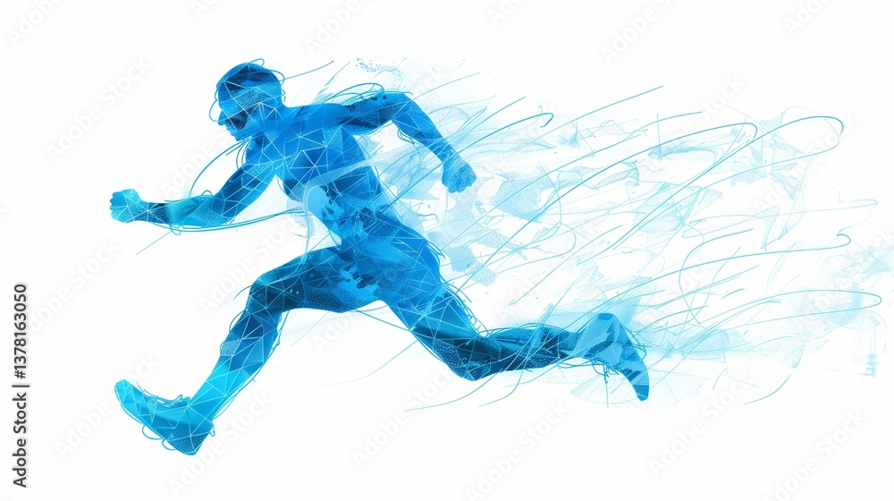 Naklejka premium A running person icon with motion lines, symbolizing movement and activity, isolated on a white background.
