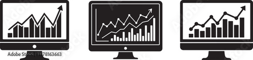 Financial Analytic Chart Graphs on Computer  Vector Illustration for Business & Data Analysis