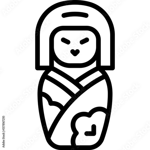 kokeshi line icon