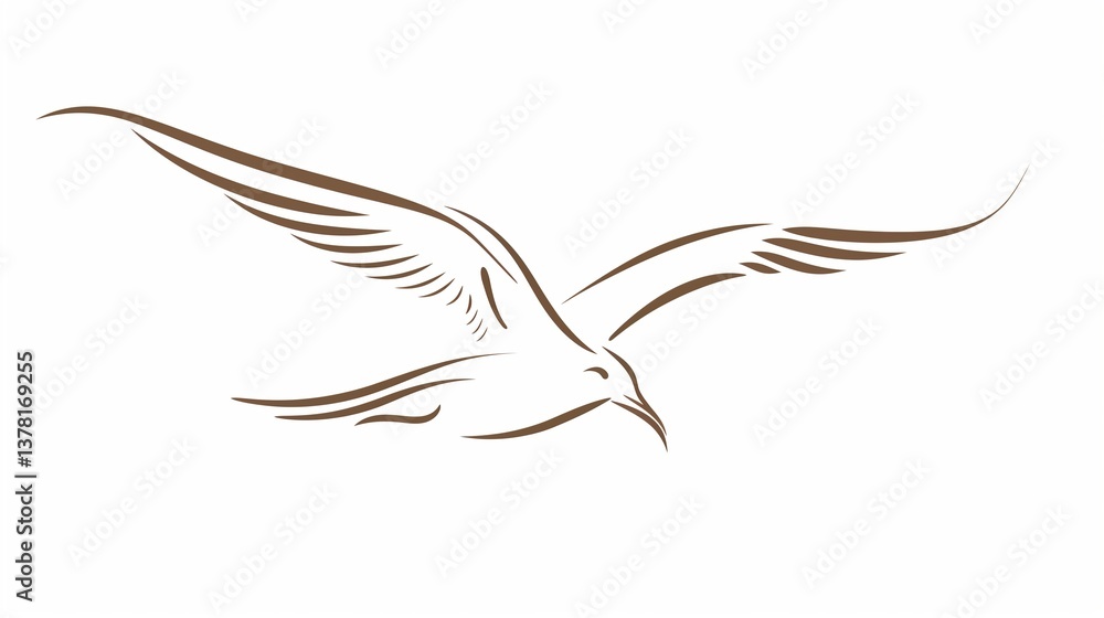 A seagull icon soaring with long wings and a streamlined body, outlined in a precise style on a white background. A seagull icon soaring with long wings and a streamlined body, outlined in a precise style on a white background.