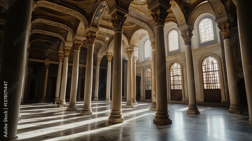 Obraz premium Sunlit Columns in Historic Palace Hall