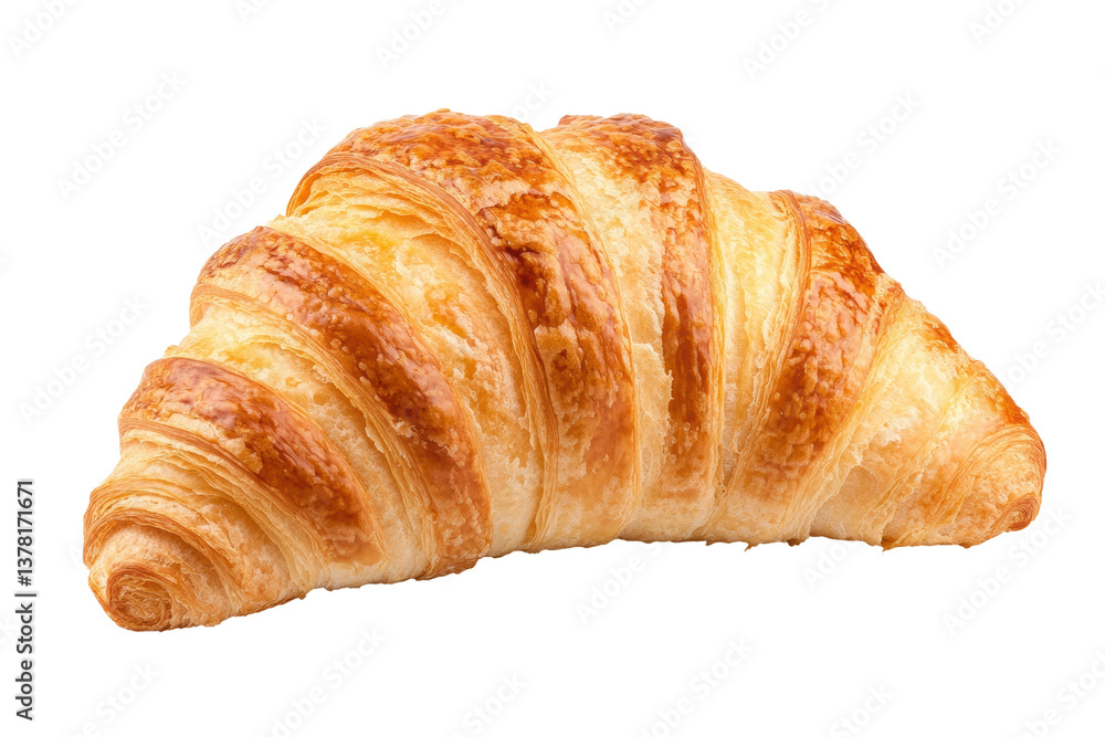 Golden buttery croissant with flaky layers, cut out Golden buttery croissant with flaky layers, cut out