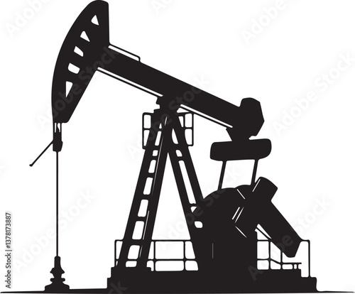 Vector silhouette of Oil pump jack 