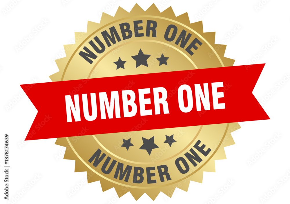 Obraz premium number one. number one round red and gold label isolated on transparent background