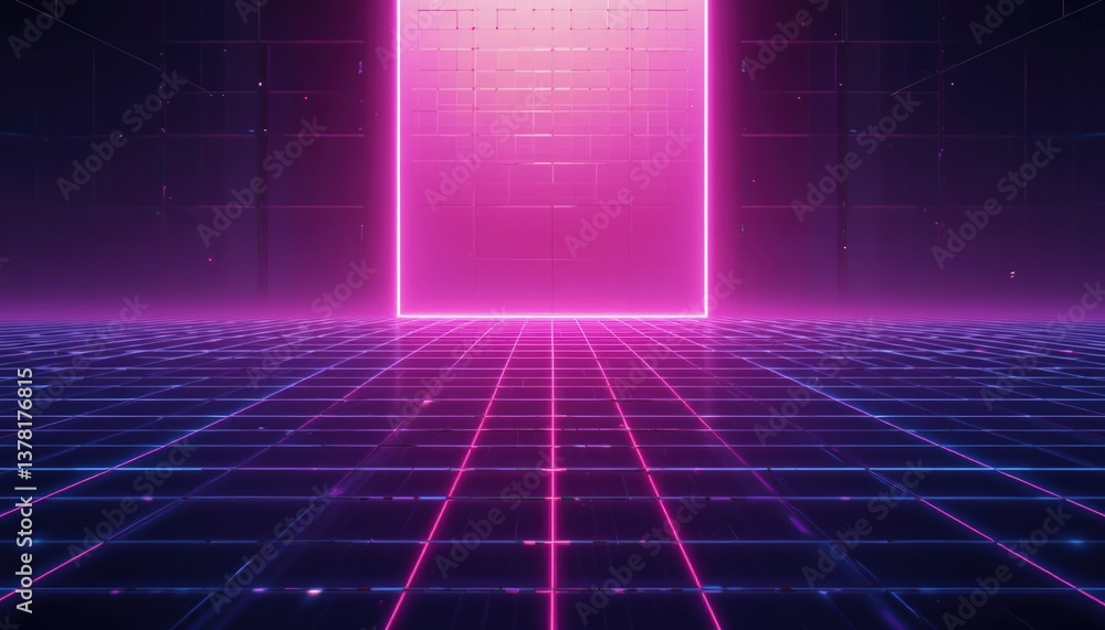 Neon portal opened futuristic digital landscape visual artwork vibrant 3d environment dynamic perspective concept of virtual reality Neon portal opened futuristic digital landscape visual artwork vibrant 3d environment dynamic perspective concept of virtual reality