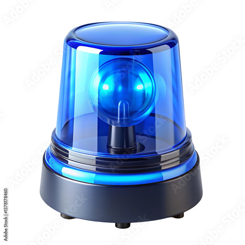 Blue siren light isolated on transparent background  
